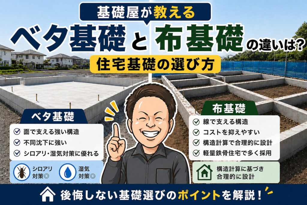 ベタ基礎と布基礎の比較｜現役基礎屋が教える住宅基礎の選び方